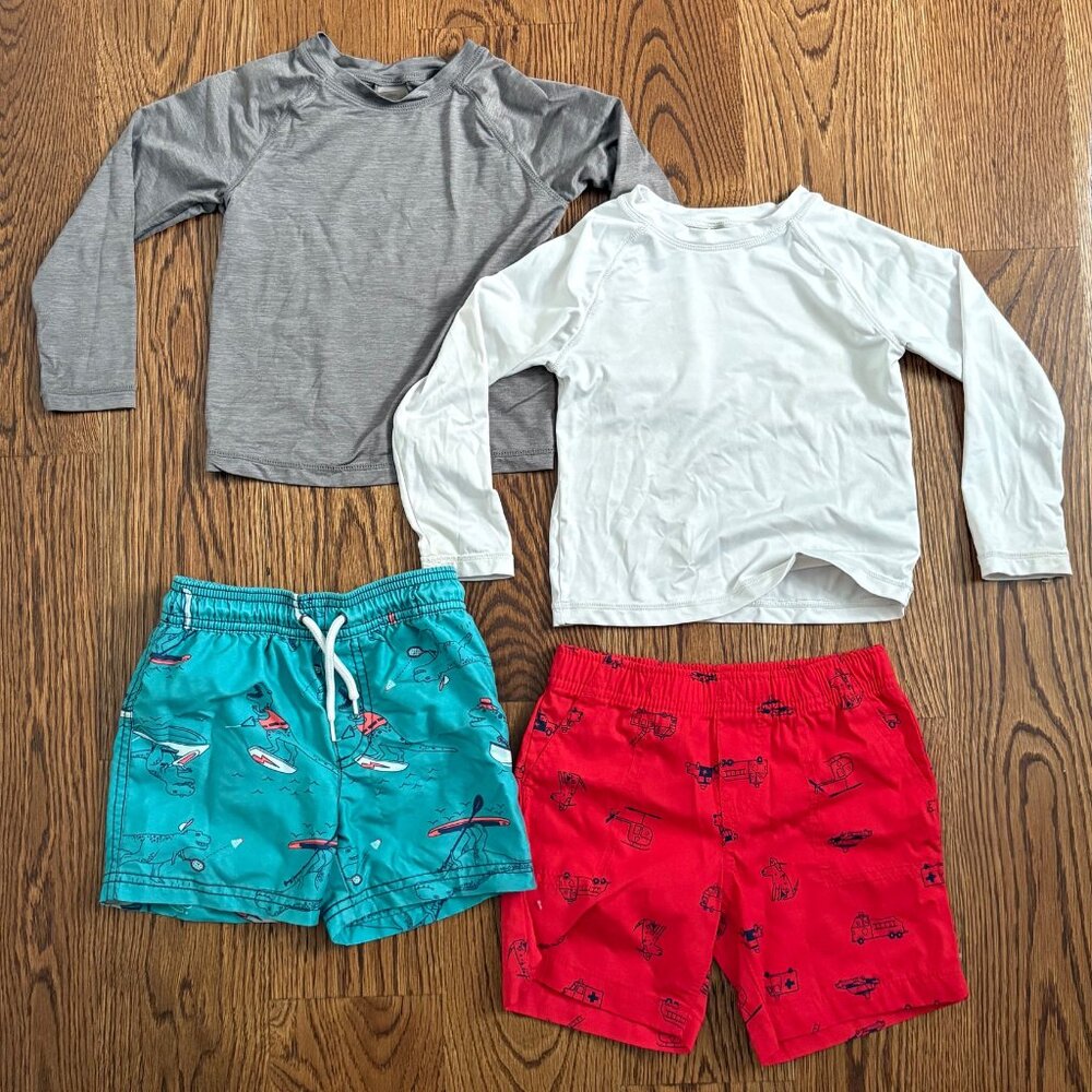 2 Toddler Swim Sets - Trunks and Long Sleeve Rashguards - 2T